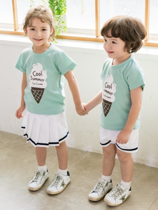 어린이집 유치원 단체 반팔 캠프티 티셔츠 아이스크림 민트 10장