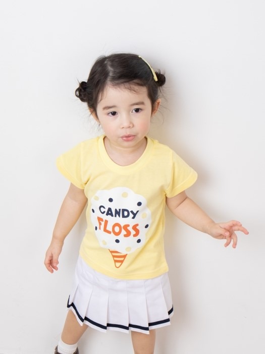 어린이집 유치원 단체 반팔 캠프티 티셔츠 솜사탕 옐로우색상 10장