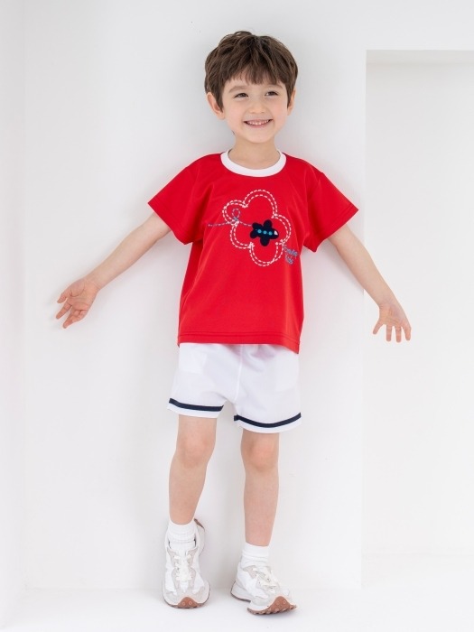 어린이집 유치원 단체 반팔 캠프티 티셔츠 비행기 레드 10장