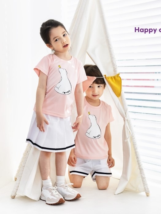 어린이집 유치원 단체 반팔 캠프티 티셔츠 나비곰 핑크 10장
