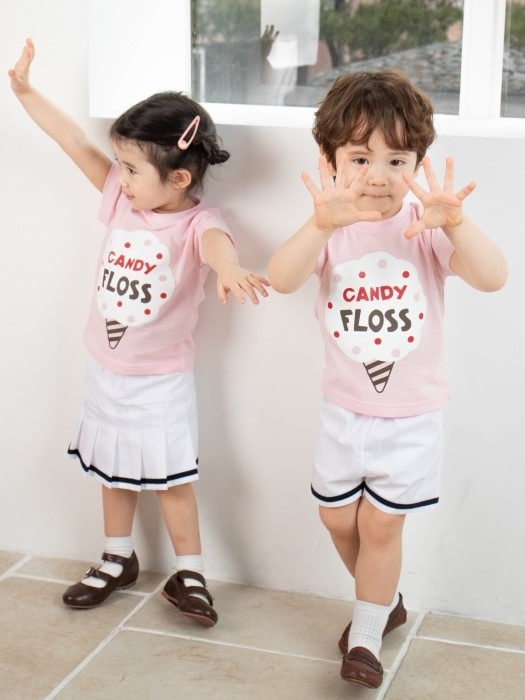 어린이집 유치원 단체 반팔 캠프티 티셔츠 솜사탕 핑크색상 10장